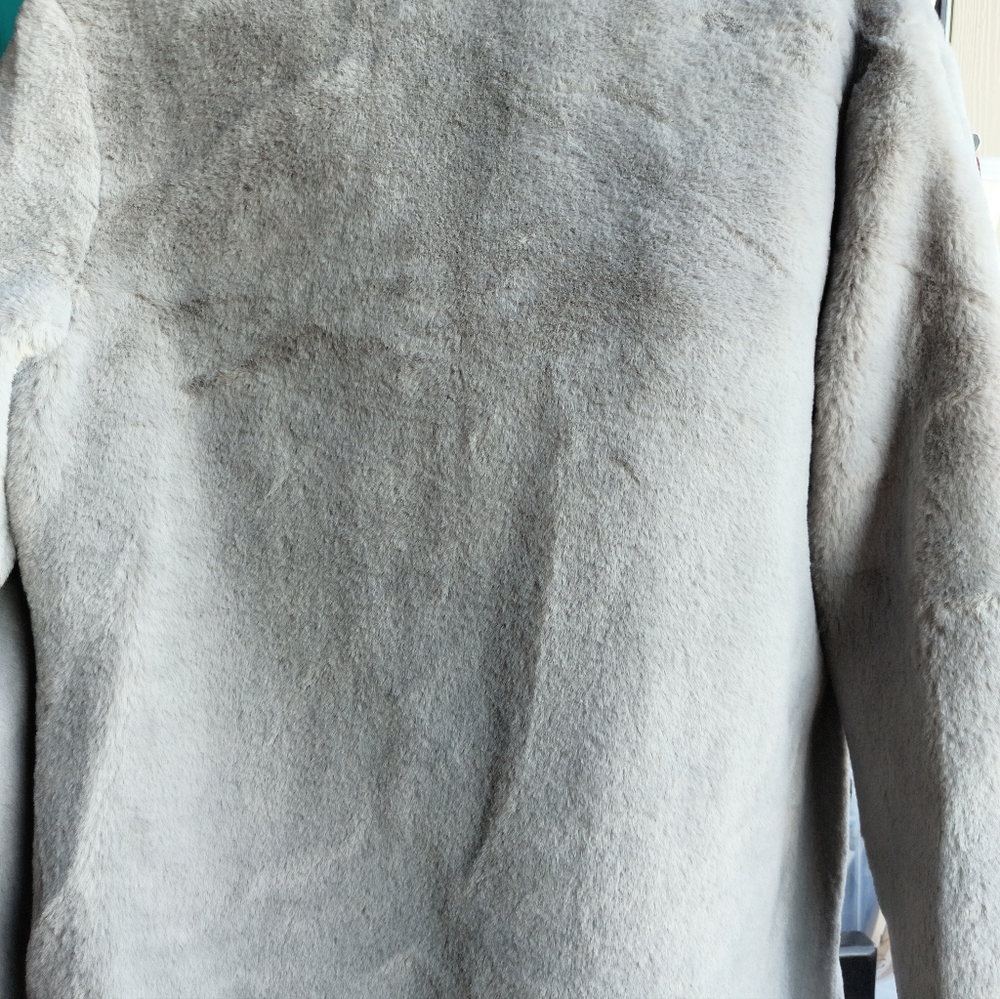 Soft Gray Faux Fur Coat